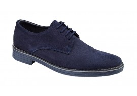 Pantofi barbati casual din piele naturala intoarsa Bleumarin - 855VELBLM